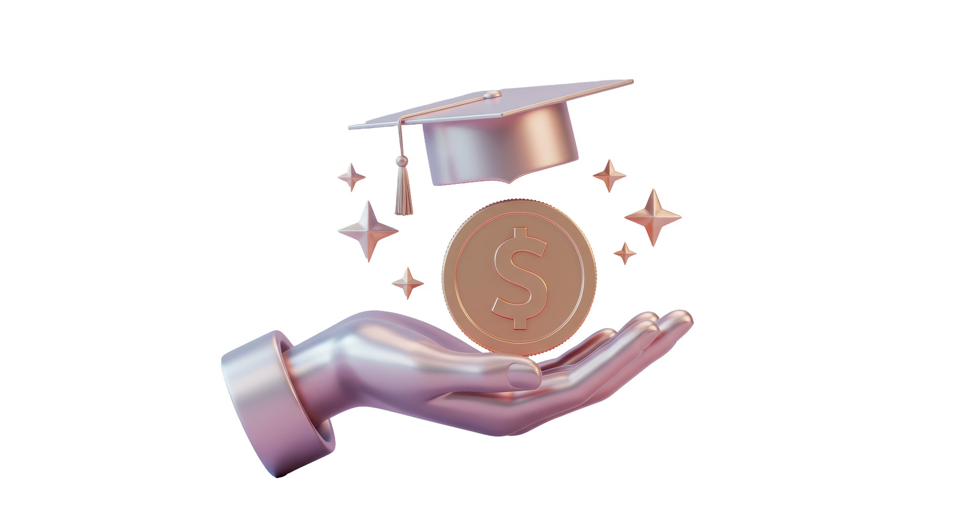 Isolated Hand Holding Graduation Cap and Dollar Coin Symbolizing Education Investment
